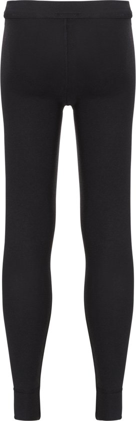 Zwarte thermobroek met een elastische tailleband en omslagen aan de onderkant.