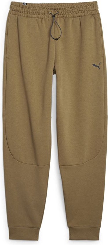 Pantalon de survêtement Puma marron avec cordon de serrage et logo PUMA sur la hanche gauche.