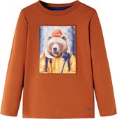 vidaXL-Kindershirt-met-lange-mouwen-berenprint-116-oranjebruin