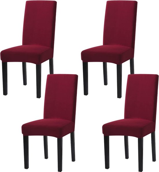 Jaotto Stoelhoezen, set van 4 stretch, stoelhoezen voor eetkamerstoelen, schommelstoel, stretch stoelbeschermers, afneembaar, wasbaar, universele stoelhoes, voor stoel, eetkamer, kantoor, banket, hotel (zwart