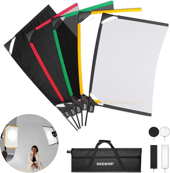 Foto: 293 neewer c neewer foldable scrim flag kit 18x24in 45x60cm 5 in 1 photography flag panel lighting reflector diffuser light modifier shaper for soft diffused light effects carrying bag included sf4560f