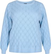 ZIZZI MELSA, L/S, BOATNECK PULLOVER Dames Blouse - Light Blue - Maat L (50-52)