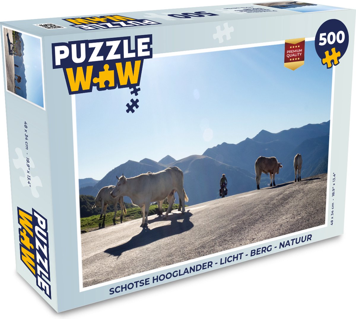 Puzzel Schotse hooglander - Licht - Berg - Natuur - Legpuzzel - Puzzel 500 stukjes