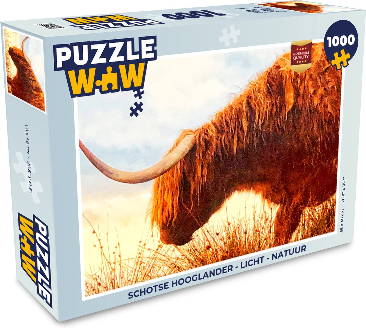 Puzzel Schotse hooglander - Licht - Natuur - Legpuzzel - Puzzel 1000 stukjes volwassenen