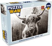 Puzzel Schotse hooglander - Zwart - Wit - Legpuzzel - Puzzel 1000 stukjes volwassenen