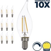 Pack économique 10x lampe bougie LED à filament E14 avec pointe blanc chaud/2700K 2,5W dimmable (B35)