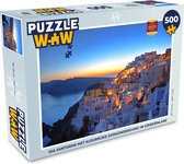 Puzzel Oia Santorini met kleurrijke zonsondergang in Griekenland - Legpuzzel - Puzzel 500 stukjes