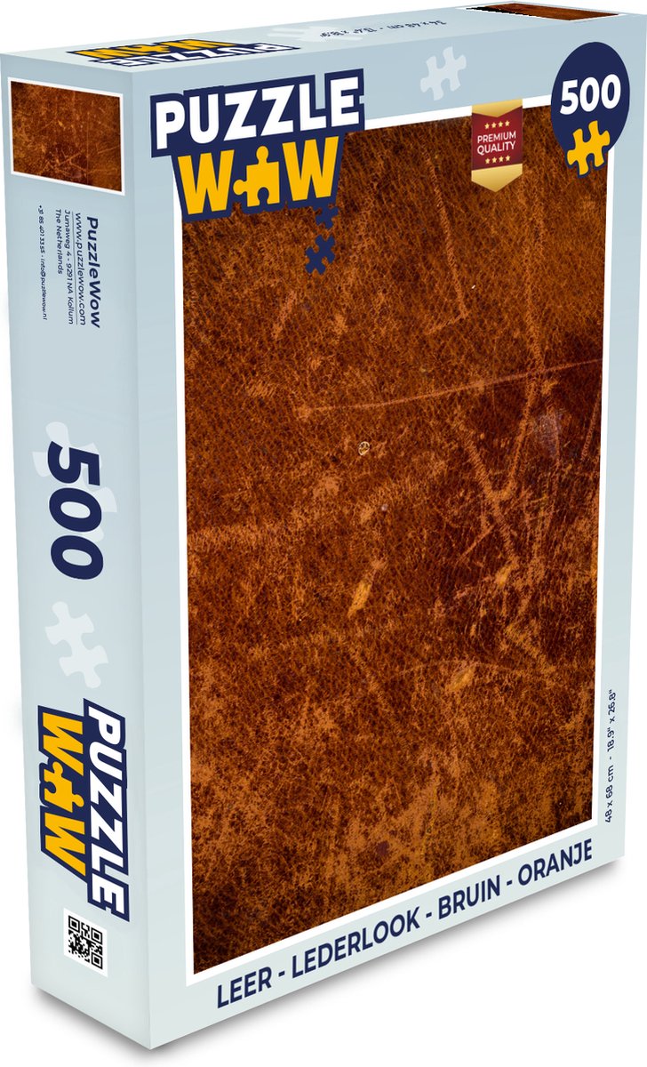 Puzzel Leer - Lederlook - Bruin - Oranje - Legpuzzel - Puzzel 500 stukjes