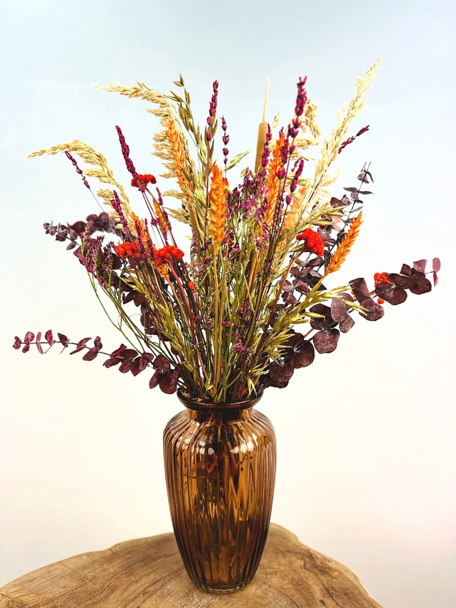 Droogboeket "Warm Heart" - inclusief stijlvolle vaas | 50 cm | Prachtige kleurrijke verschijning | Past perfect in ieder interieur — cadeau in Wonen & Interieur - foto 6