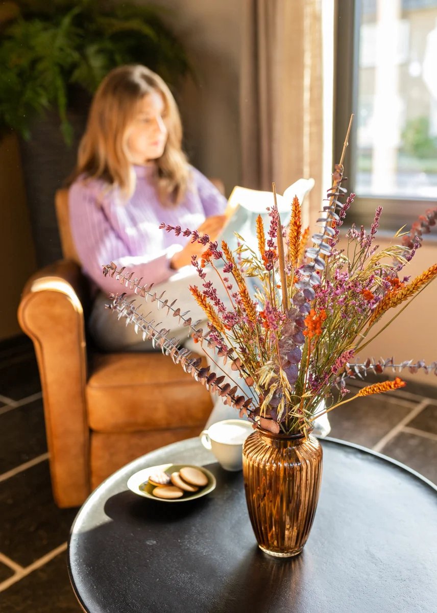 Droogboeket "Warm Heart" - inclusief stijlvolle vaas | 50 cm | Prachtige kleurrijke verschijning | Past perfect in ieder interieur — cadeau in Wonen & Interieur - foto 2