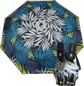 Automatische zakparaplu, 360° reflecterend, automatisch open-tot-systeem, paraplu voor dames en heren, stabiel en licht, betere zichtbaarheid, palmbladeren