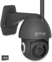 Gologi Superior Outdoorcamera - Buiten camera met nachtzicht - Beveiligingscamera - Security camera - 3MP - Met wifi en app - Met 32GB SD-kaart - Zwart