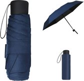 Zakparaplu, miniparaplu, met 6 RVS-ribben & 210T-stof, zonwerende paraplu voor buitenshuis, opvouwbare paraplu, licht, compact, donkerblauw