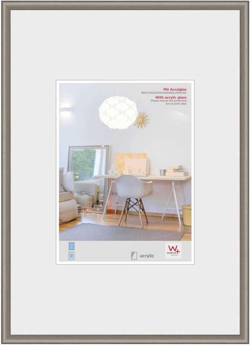 Walther New Lifestyle - Kunststof lijst - Fotoformaat 42x59.4 cm (DIN A2) - Staal