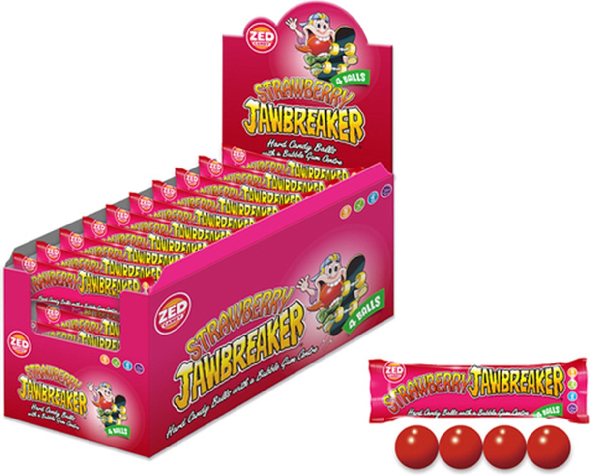 Jawbreaker - Strawberry - 40 Stuks - Snoep - Hard - Cadeautje - Cadeau - Kado - Kauwgom