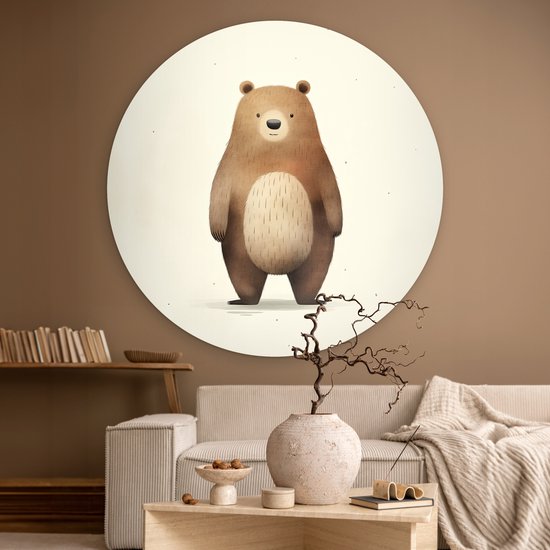 WallCircle - Cercle mural ⌀ 150 - Aquarelle - Ours - Marron - Animaux - Tableaux ronds salon - Plaque murale ronde - Cercle de Décoration murale - Décoration de chambre à l'intérieur - Cercle mural de Décoration murale - Accessoires de maison