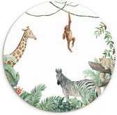 WallCircle - Wandcirkel ⌀ 60 - Jungle - Wilde dieren - Kinderen - Natuur - Ronde schilderijen woonkamer - Wandbord rond - Muurdecoratie cirkel - Kamer decoratie binnen - Wanddecoratie muurcirkel - Woonaccessoires