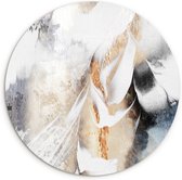 WallCircle - Wandcirkel 60x60 cm - Abstract wit goud - Ronde schilderijen woonkamer - Wandbord rond - Muurdecoratie cirkel - Kamer decoratie binnen - Wanddecoratie muurcirkel - Abstracte woonaccessoires