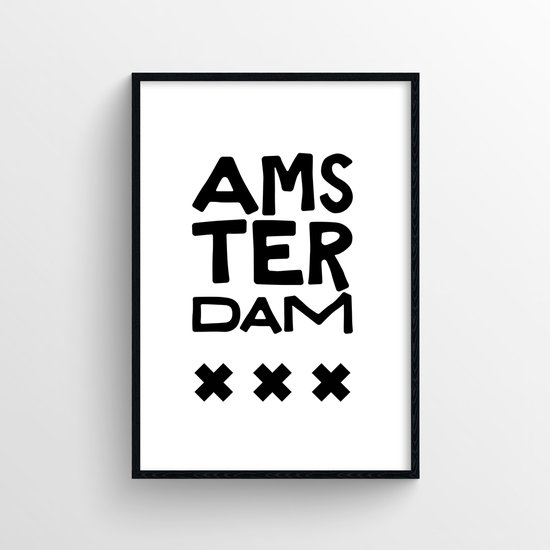 Posters vintage - Amsterdam - 70 x 50 - zwart wit - wanddecoratie - Made in Holland - artwork - Stad Amsterdam