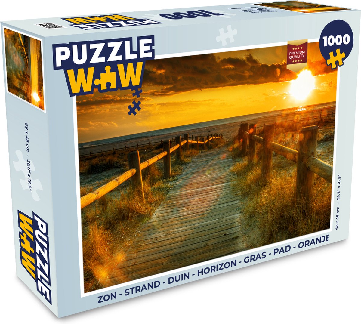 Puzzel Zon - Strand - Duin - Horizon - Gras - Pad - Oranje - Legpuzzel - Puzzel 1000 stukjes volwassenen