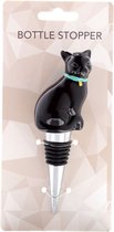 Keramiek Zwarte Kat Flessenstop Bottle stopper 11.5x3.5x3cm