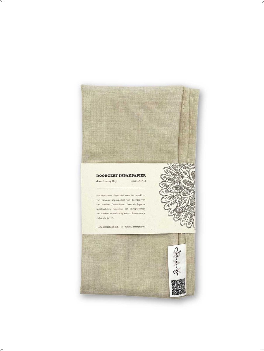 Doorgeef Inpakpapier - Furoshiki - Duurzaam cadeau - Beige - Size S