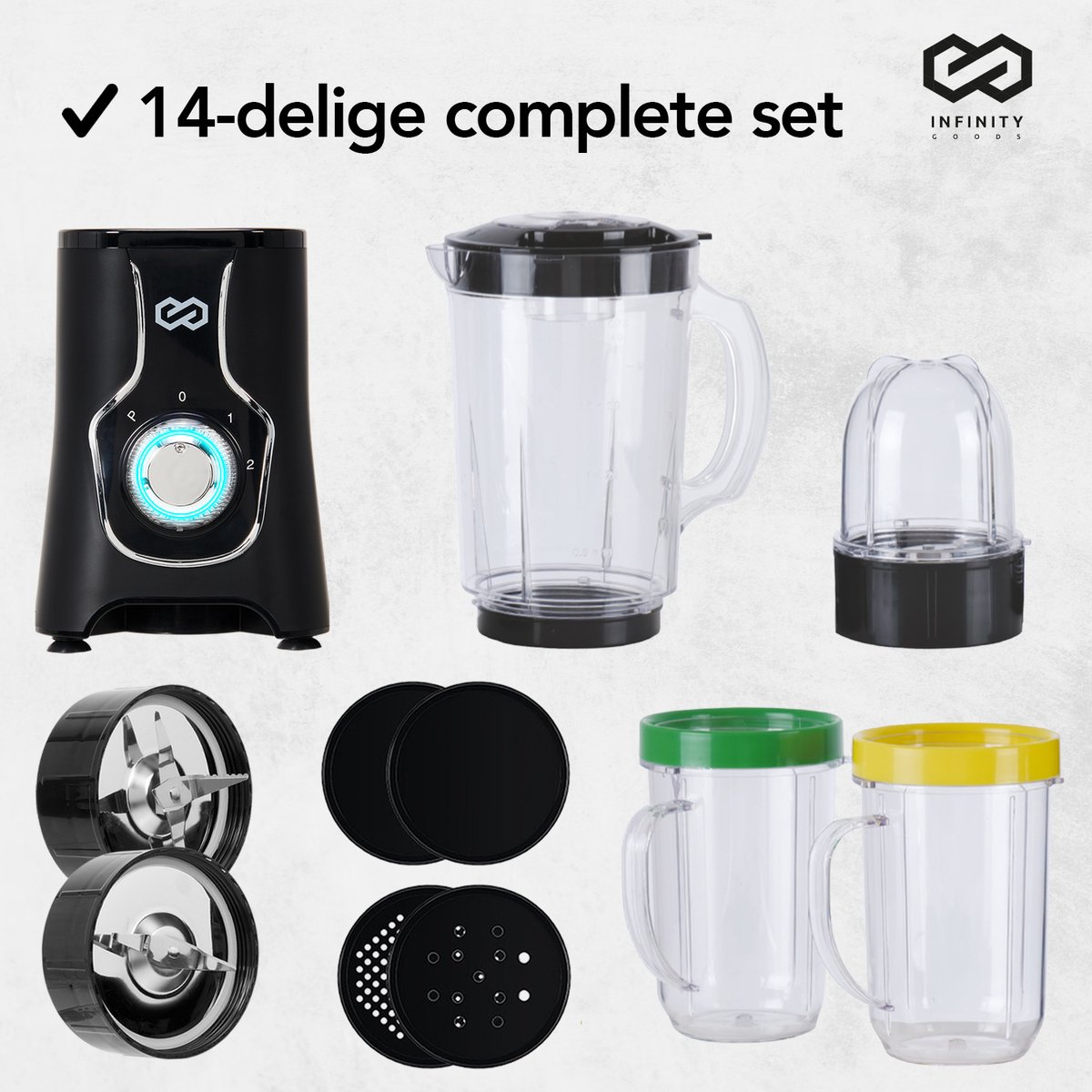 Piatio Smoothie Blender - Smoothie Maker - Ensemble de 13 pièces - Ensemble  à emporter avec gobelet - 3 vitesses - Acier inoxydable - Blender - Achat &  prix