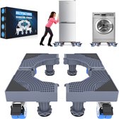 W&Z Booster de lave-linge à roulettes - Rehausse pour lave-linge - Lave-vaisselle Réfrigérateur Congélateur et Sèche-linge - Y compris 4 amortisseurs - Réglable - ABS - Maximum 300 kg - Wit