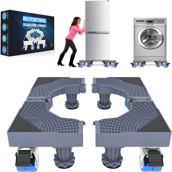 W&Z® Wasmachine verhoger met 4 wielen -Wasmachine Opbouwmeubel  ombouwmeubel- 350kg -Grijs | bol