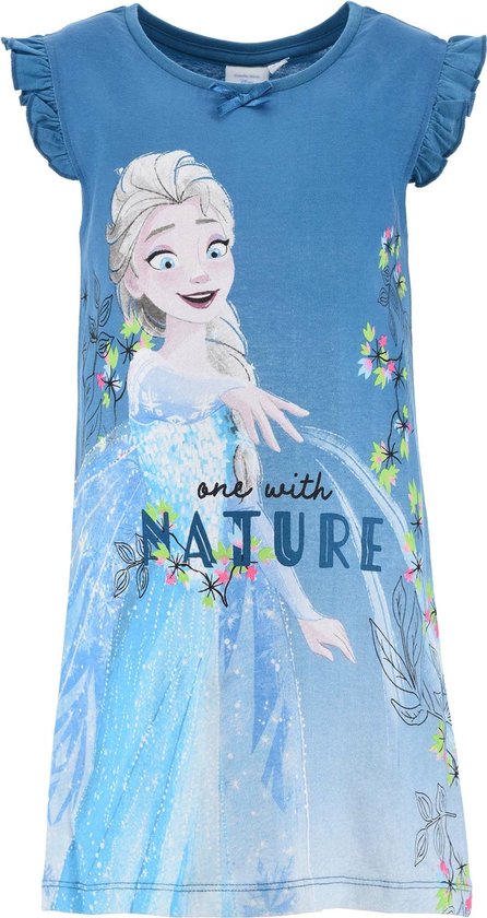 Disney Frozen Nachthemd - Korte Mouw - Blauw - Maat 122/128 (tot 8 jaar)