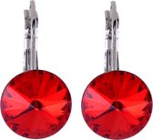 Behave Oorhangers Dames - rond 12 mm diameter - Light Siam Rode Swarvoski Elements Kristal steen – Oorbellen 2.2 cm lang