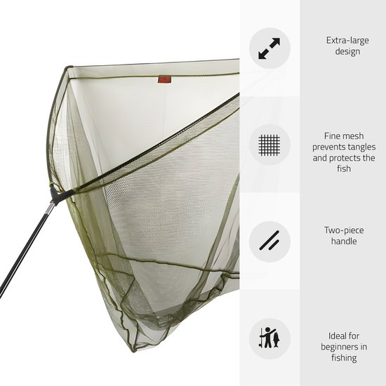Eurocatch - Carp Landingnet - Karpernet - Schepnet - incl. 2 Delige steel 180cm - 42inch net - Landingsnet - Groen van Eurocatch — afbeelding 3
