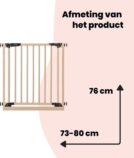 Safety 1st Essential Wooden Gate - Veiligheidshek voor kinderen - Traphekje - 73 t/m 80 cm - Uitbreidbaar - Safety 1st