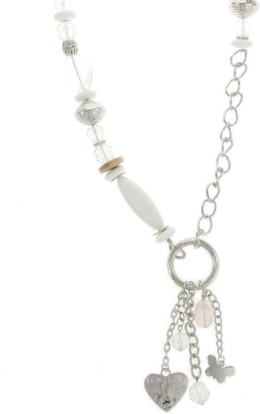 Collier Behave avec perles en pierre naturelle, perles en bois, perles à facettes et breloques.