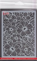 KMS01 Mixed media stencil A6 - Flower & leaves - sjabloon bloemen en blaadjes - bloem