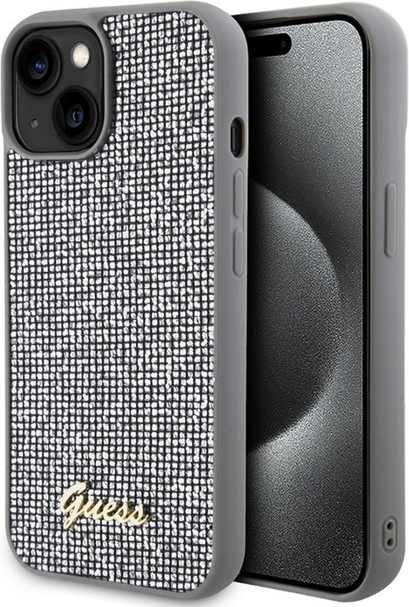 Guess Square Mirror Back Case - Geschikt voor Apple iPhone 15 (6.1") - Zilver