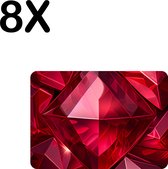 BWK Flexibele Placemat - Prachtige Rode Robijn - Ruby - Edelsteen - Set van 8 Placemats - 35x25 cm - PVC Doek - Afneembaar