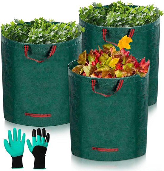 COM-FOUR® 3x Sacs à déchets de Jardin XL - Sac de Jardin Pliable