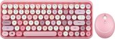 Perixx Periduo 713 ensemble clavier et souris rose compact sans fil 2 en 1 - Rose pastel - Clavier rétro - 2,4 GHz (2023 v)