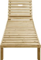 The Living Store Loungebed Tuin - Hout - Verstelbare rugleuning - 200 x 70 cm - Beige kussen