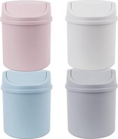 Mini Prullenbak 3L Plastic met Deksel Moderne Bureau Afvalbak voor Badkamer, Kaptafel, Bureau, Tafel, Aanrechtblad of Salontafel, 4 Stuks