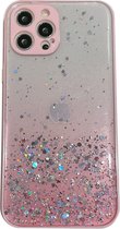 Hoesje geschikt voor iPhone XS - Backcover - Camerabescherming - Glitter - TPU - Roze