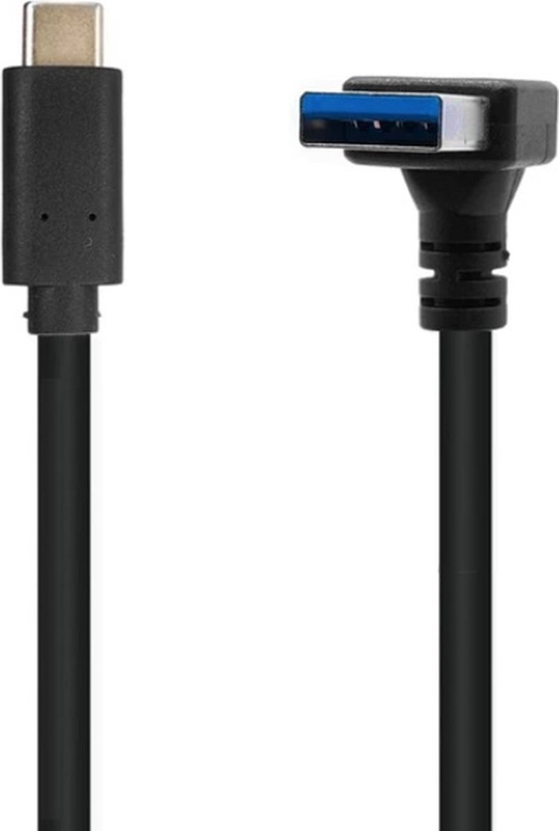 USB-C naar USB-A haaks (boven) kabel - USB3.0 - tot 0,9A / zwart - 0,20 meter
