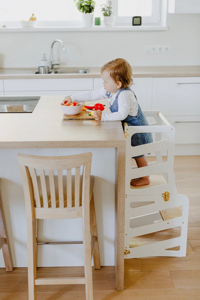 Image of 3 in 1 toren, bureau & glijbaan voor kinderen Wit
