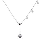 Ketting dames - zilverkleurige ketting - Zirkonia hanger - muntjes - cadeau voor vrouw - Liefs Jade