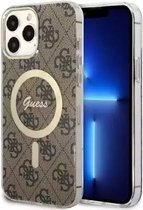 Guess 4G Back Case (MagSafe Compatible) - Geschikt voor Apple iPhone 13 Pro Max (6.7") - Bruin