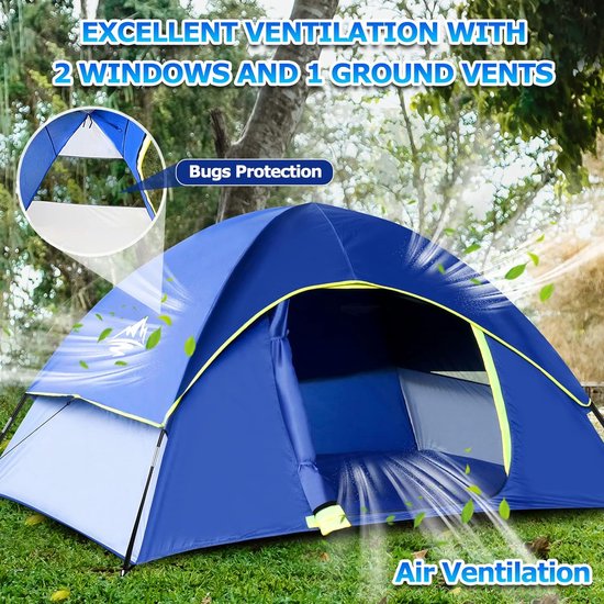 Lichtgewicht kampeertent voor S (1-2)/L (2-3) personen , familie koepeltenten winddicht met draagtas , gemakkelijk te monteren buitentent , pop-up tent voor kamperen , tuin , wandeltocht van LWQ — afbeelding 2