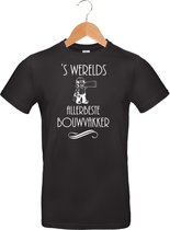 Mijncadeautje T-shirt - 's Werelds beste Bouwvakker - - unisex - Zwart (maat L)