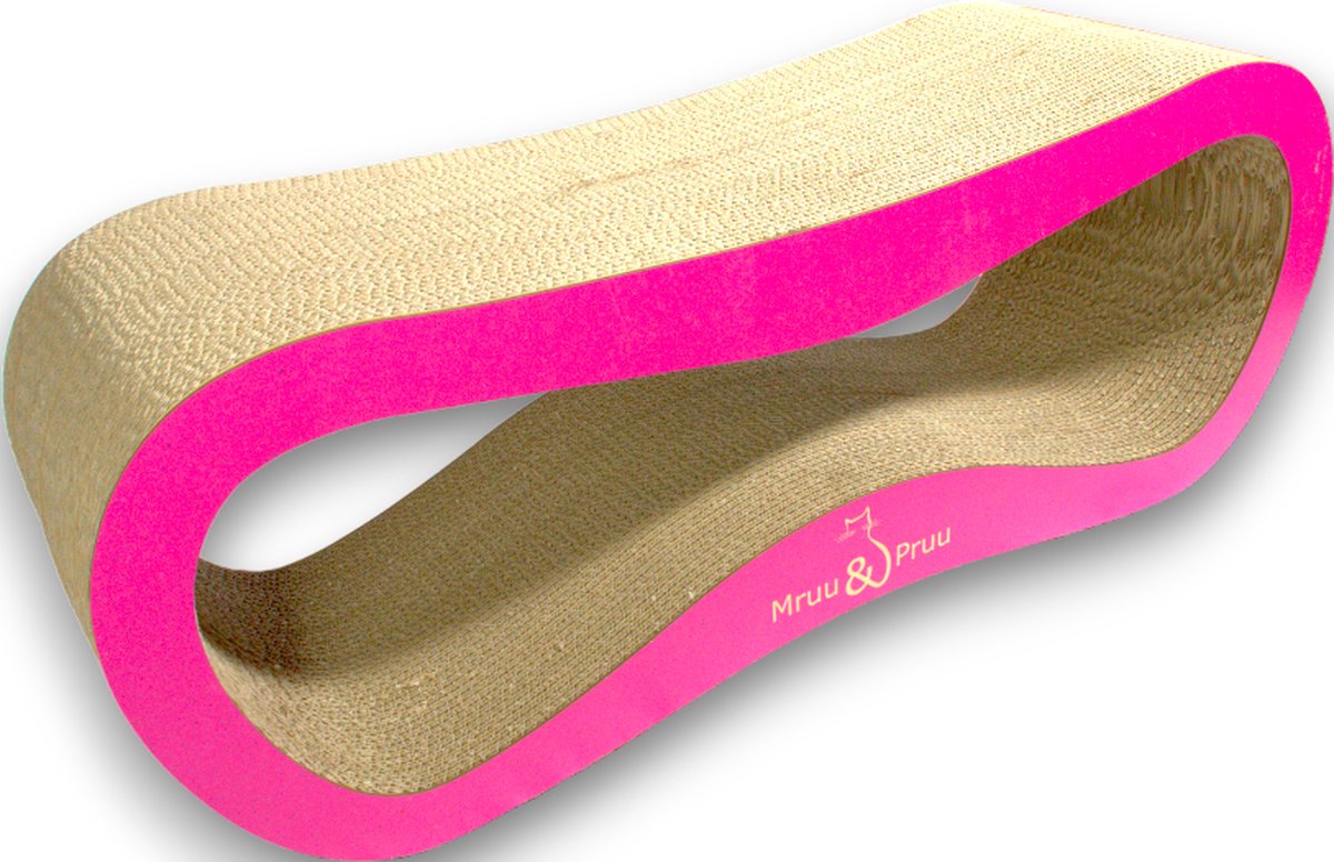 Mruu&Pruu GROOT KATTENKRAASBED Kattenmand Krabplank Krabpaal Karton Krabmand Kattenbed 78x28x24 cm ROZE thumbnail 4