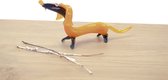 Dwerg Teckel van Glas Oranje - Honden beeldje - Hond - Glazen Beeldjes - Decoratieve Beeldjes